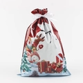 Christmas gift bag with reindeer and polar bear patterns and drawstring closure - Sleigh Red / 29*43cm