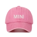 Pink washed cotton baseball cap for kids with white MINI embroidery detail - Pink Kids (54cm)