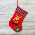 Mini Christmas stocking with 3D reindeer design on gray wood background for holiday decor - Red Large Stocking (Reindeer)