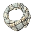 Cashmere-like neck gaiter with pocket in gray and beige plaid woven pattern - F51
