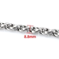 Chaîne à maillons torsadés en acier inoxydable argenté avec mesure de largeur 8,8 mm - Chaîne Torsadée à Motifs 8.8mm / Acier