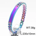 Regenboog titanium stalen ID-armband met verstelbare horlogeband-achtige schakels - 10mm (230x10mm) / Kleurrijk