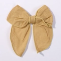 Handmade 4.5 inch ginger yellow cotton linen bow hair clip for girls and babies - Yellow