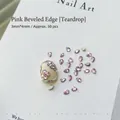 Detail of 3x4mm pink teardrop nail art rhinestones with faceted crystal finish - Pink Teardrop 3x4 (XY-1008)
