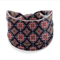 Navy bohemian headband with pink mandala floral pattern in a soft elastic fabric - Print 3