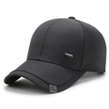 Dunkelgraue Baumwoll-Baseballkappe für Herren mit Sport-Fashion-Label und Metallplakette - Verstellbar / Grau