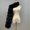 Luxurious black faux fox fur shawl wrap featuring a tiered design for elegant women's fashion - Black