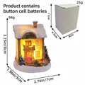 Luminous Christmas resin city hall miniature decor with size details and package - Medium Resin House Style A (DD2-23)