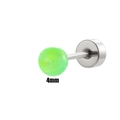 Pendiente de bola de opalo verde de 4mm para piercing de cartilago con poste de metal plata - Individual (4mm) / 10# Verde Fruta