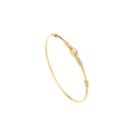 Minimalistischer vergoldeter Edelstahl-Armreif mit gedrehtem Draht und Ovalperle - Dünner Ring mit Ovaler Perle / Gold