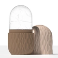 Brown ice face roller with ripple texture and pink dust cover for facial massage - Bag Style - Khaki