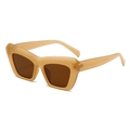 Retro thick frame sunglasses with oversized translucent tea frames and dark brown lenses - Jelly Tea Frame Tea Lens