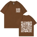 Brown Harajuku style t-shirt with QR code print front and back in a relaxed fit - Coffee