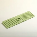 Green silicone faucet drain rack for bathroom sinks with Drain Rack lettering - Foldable + Central Drainage / Matcha Green