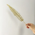 Glittery gold artificial fern leaf branch for Christmas holiday and home decoration - Long Persian Leaf