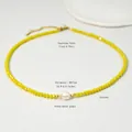 Colorful crystal beaded necklace with freshwater pearl and stainless steel clasp - Pearl Crystal Style / 38+5cm / Yellow