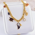 Collana di Halloween con ciondoli a zucca e fantasma su catena dorata a maglie larghe - Collana