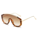 Gafas de sol de carey de gran tamaño con lentes degradadas marrones y patillas doradas - Montura de Leopardo Lentes Marrones Degradadas