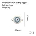 Silver rhodium-plated evil eye connector pendant with blue and white zircon stones - Silver Double Ring Blue White Eye (D-1)