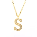Golden titanium steel necklace with crystal-encrusted letter S pendant for women - Letter S (Includes Chain)