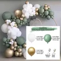 137-piece Sage Green white and metallic gold balloon arch kit for party decoration - Avocado Set 04