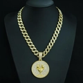 Gold Scorpio zodiac medallion pendant with crystals on Cuban link chain for men - Scorpio with 18inch Cuban Chain / Gold