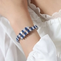 Baroque style titanium steel bracelet with blue and white marquise-cut zircon stones - Blue Zircon Steel Color