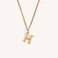 Minimalist 18k gold plated necklace featuring a polished capital letter H pendant - Gold H