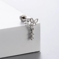 Silver titanium steel butterfly heart ear bone stud with zircon drop chain and screw back - Butterfly Pear Zirconia Pendant (A48-6#)