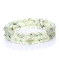 Natural prehnite crystal beaded bracelets with semi-transparent round stones - Round Beads / Prehnite