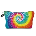 Vibrant rainbow tie-dye makeup bag detail with durable black zipper and side strap - Rainbow Spiral Tie-dye