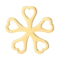 Golden heart-shaped cutout flower pendant in minimalist stainless steel for jewelry making - Gold (KLJ324-Z)