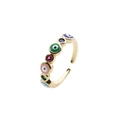 Gouden Evil Eye ring verstelbaar met kleurrijk emaille in blauw rood en groen - Verstelbaar Open / Veelkleurige Stijl B (CR0531YH-B)