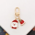 Portachiavi natalizio con Babbo Natale e campanello rosso in metallo smaltato dorato - Babbo Natale-2 (con Campanello)