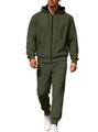 Men's olive green fleece tracksuit set featuring zip-up hoodie and matching joggers - Army Green