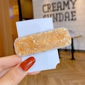 Fermaglio per capelli rettangolare con cristalli champagne e micro strass fini - Champagne