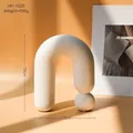 Minimalist matte cream ceramic u-shaped vase with spherical detail, height 19cm and width 15cm - Ornament F-1525 (19x15CM)