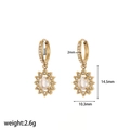 Detailed specs of gold stainless steel earrings with cubic zirconia and measurements - Round Rhinestone Earrings (TE60356-FW)