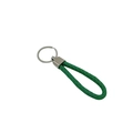 Portachiavi in pelle intrecciata verde erba con anello e chiusura in metallo - verde scuro