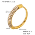 Ring aus 18K vergoldetem Edelstahl mit mehrreihigem Besatz aus weißen Zirkonia - US 7 / Goldener Weißer Zirkonia Ring