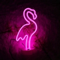 Pink LED flamingo neon lamp on white base for festive tabletop home decoration - Flamingo-2 (Pink) With Base