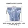 Geisterförmige Silikonform in Weiß mit Maßen und Gewicht für Halloween-Eiswürfel - Glücklicher Geist