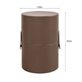 Brown faux leather cosmetic brush cylinder with detailed dimensions 13x20cm and stitching - XXL Size Full Bucket / XXL Size / Brown