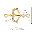 18K gold plated bow and arrow jewelry connector with white cubic zirconia inlay - Gold Plated Bow and Arrow with Zirconia