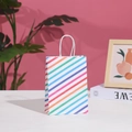 Colorful striped paper gift bag with white handles for parties and shopping needs - Stripe Pattern - Large (54-2)