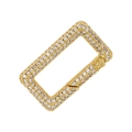 Close-up of rectangular gold brass lobster clasp with pavé cubic zirconia inlay - Gold Rectangle