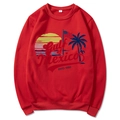 Bright red Gulf of Mexico vintage loose hoodie with retro white graphic print - Red
