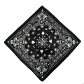 Bandana nera in puro cotone con teschi gotici e motivi di semi di carte da gioco - Teschio con Elementi da Poker