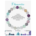 8mm natural fluorite beaded stretch bracelet with healing energy crystal card - Fluorite
