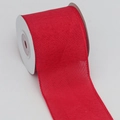 Red faux linen Christmas ribbon roll with rustic texture for DIY crafts and gift wrapping - 6.3cm*5 Yards / Red